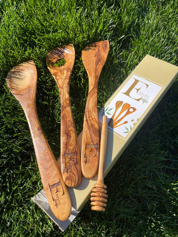 ELEGANT OLIVE™ Olive Wood Boxed Utensil Set